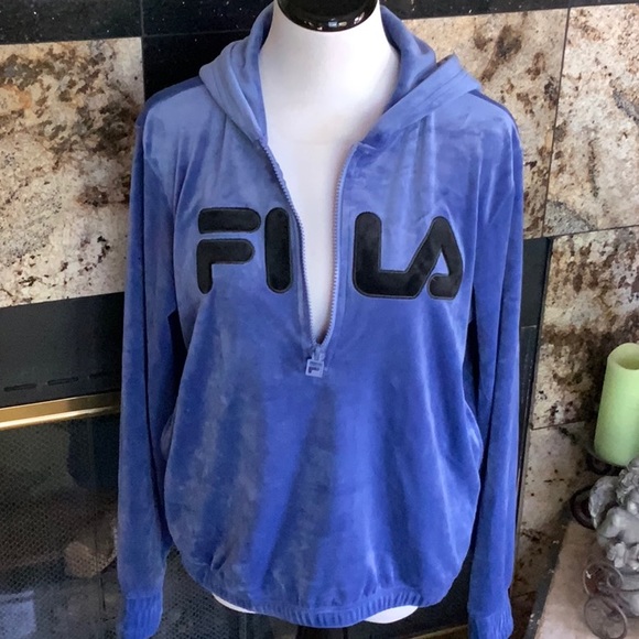 FILA 3/4 zip Bomb Blue Hoodie - Picture 9 of 12